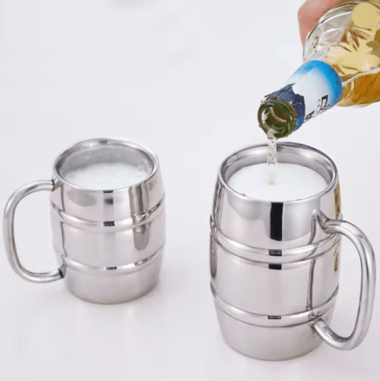 Double Wall Stainless Steel Beer Mug Insulated Coffee Cup With Handle For Camping And Outdoor Use 1