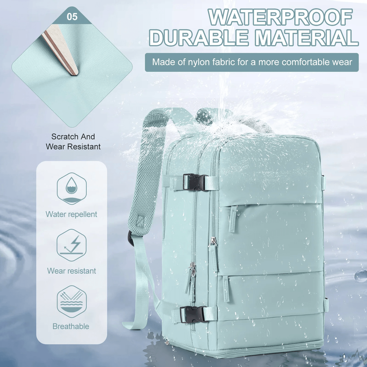 Waterproof Travel Backpack Carry On Cabin Bag For Business College And Laptop Use 3