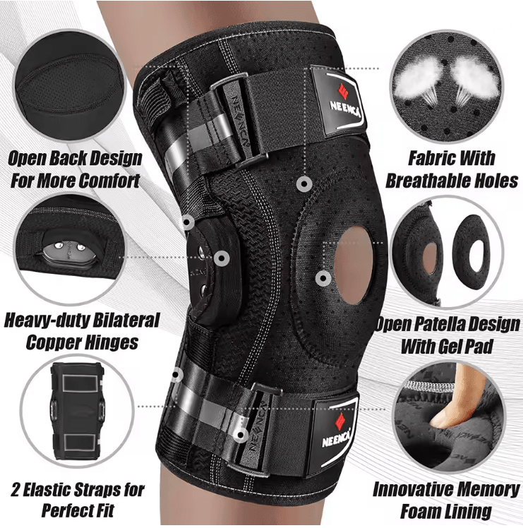 Hinged Knee Brace With Side Stabilizers For Pain Relief And Joint Support 1