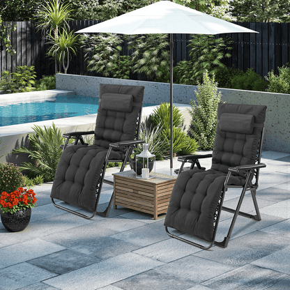 Zero Gravity Lounge Chairs Set Of 2 Portable Recliners With Cup Holder And Adjustable Pillow 1