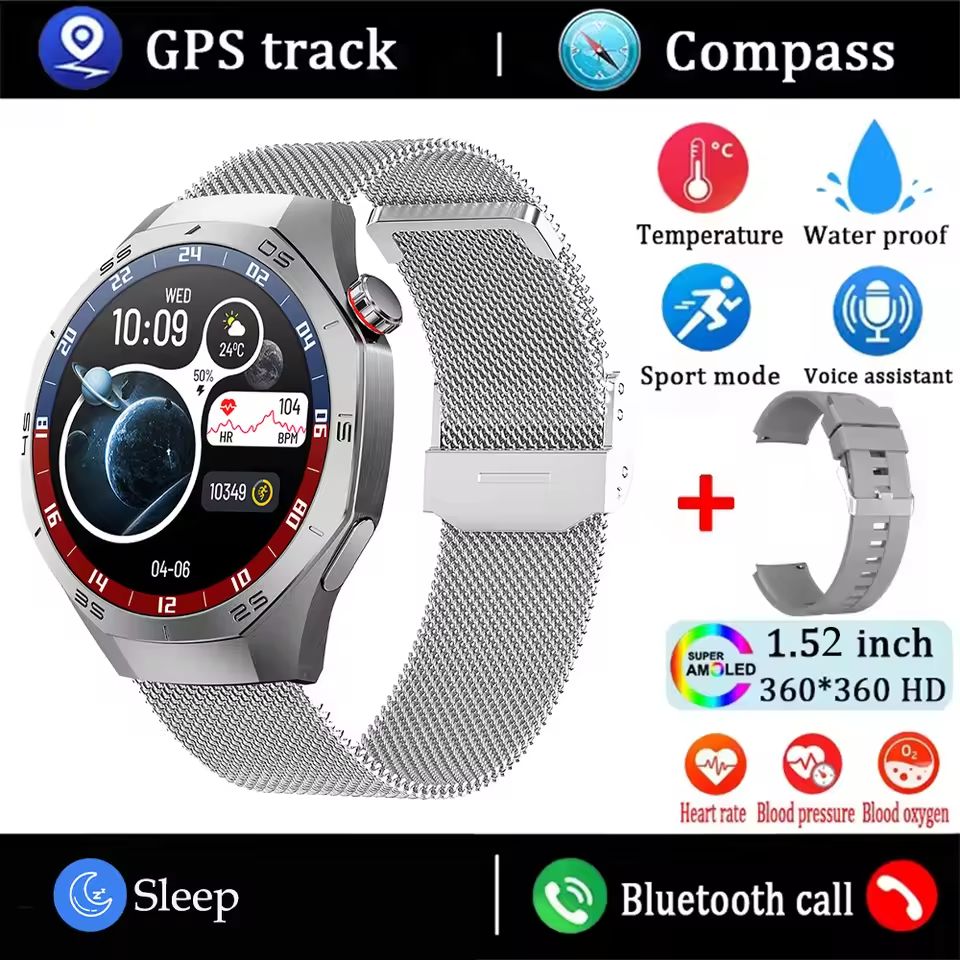 Smart Watch For Men AMOLED Display GPS Fitness Tracker With Bluetooth Calling 11