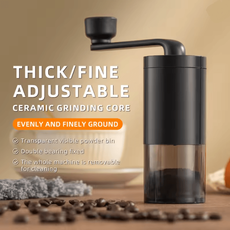 Manual Coffee Grinder Portable Hand Crank with Adjustable Bean Settings