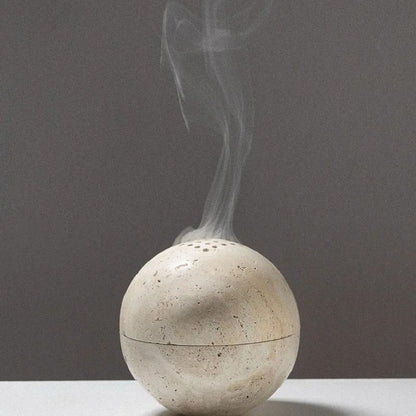 Travertine Sphere Incense Burner for Home and Meditation
