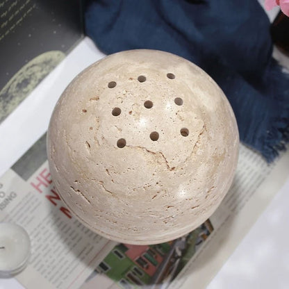 Travertine Sphere Incense Burner For Home And Meditation 2