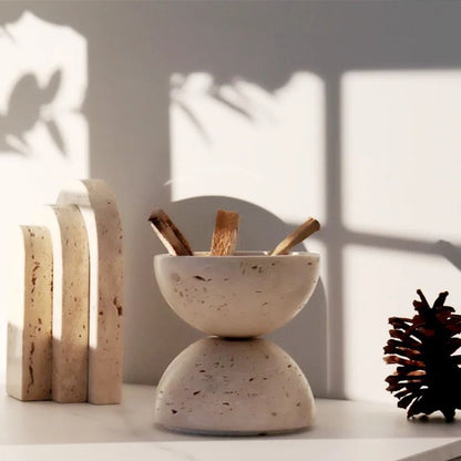 Travertine Sphere Incense Burner For Home And Meditation 3