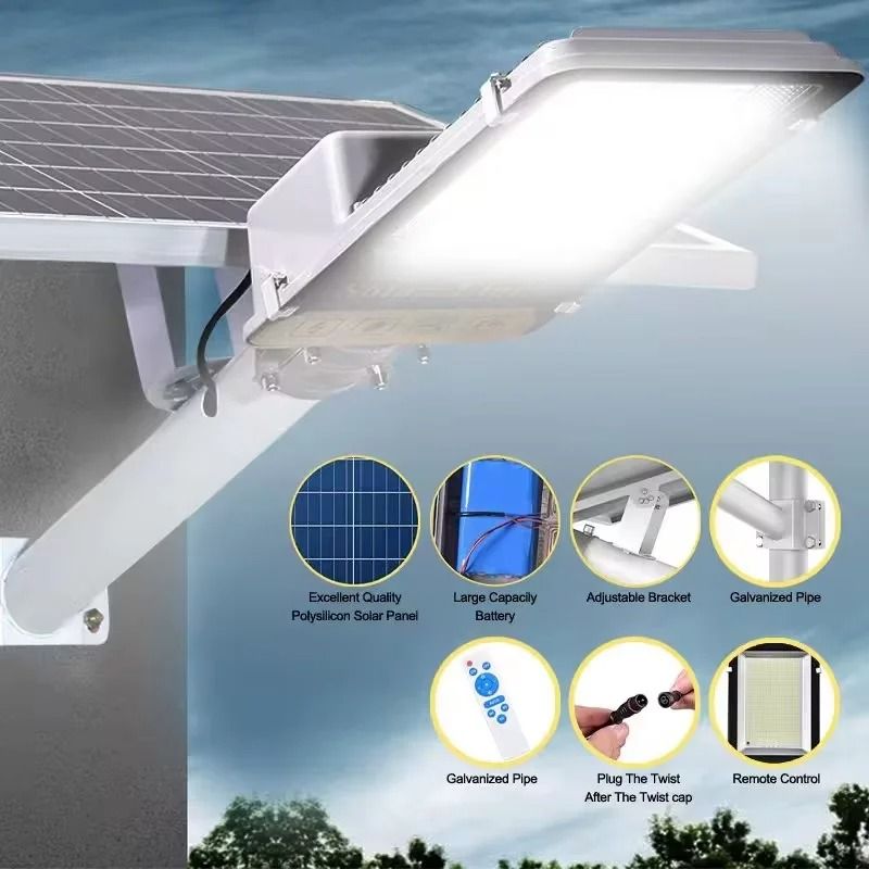 Aluminum Outdoor Solar Street Light With 8000mAh Battery For Garage Garden Or Wall Mount 1