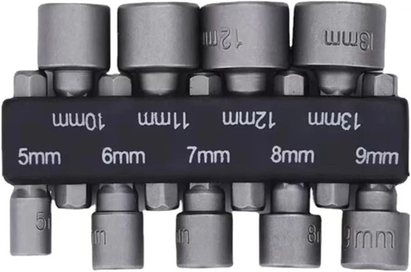 Nine Piece Hex Socket Set 5mm To 13mm Nut Driver Bits Kit 1