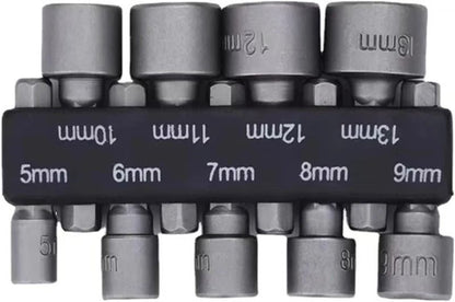 Nine Piece Hex Socket Set 5mm To 13mm Nut Driver Bits Kit 1