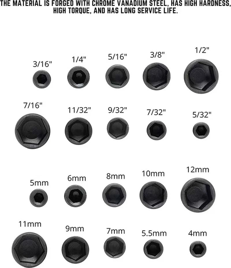 Nine Piece Hex Socket Set 5mm To 13mm Nut Driver Bits Kit 2