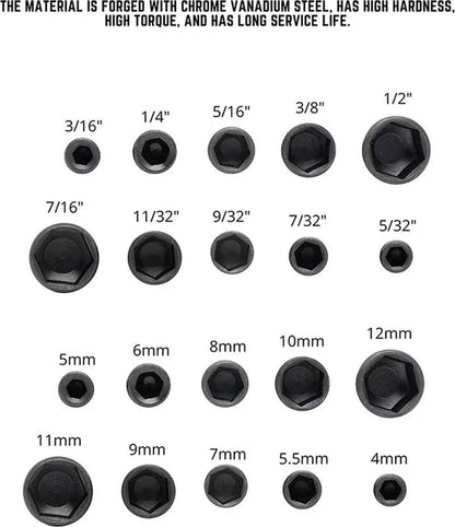 Nine Piece Hex Socket Set 5mm To 13mm Nut Driver Bits Kit 2