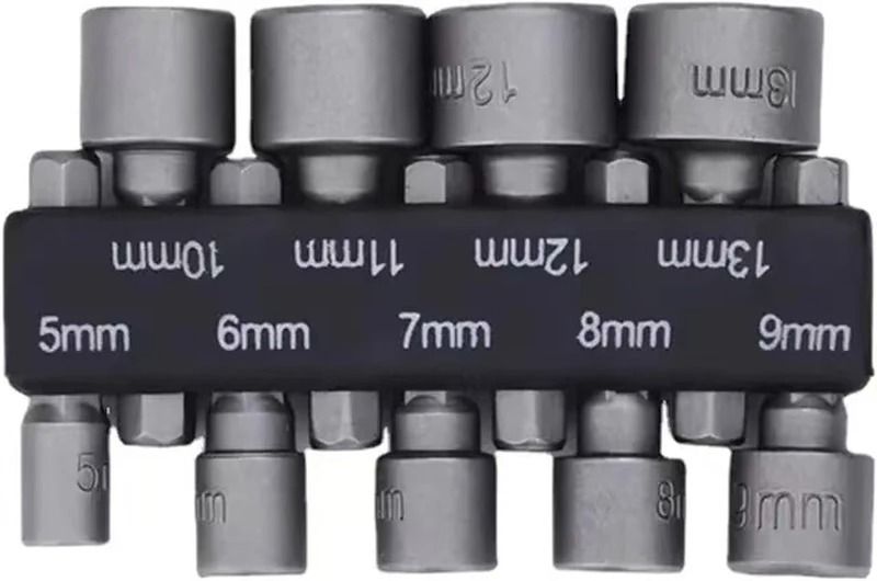 Nine Piece Hex Socket Set 5mm To 13mm Nut Driver Bits Kit 6