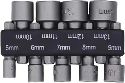 Nine Piece Hex Socket Set 5mm To 13mm Nut Driver Bits Kit 6
