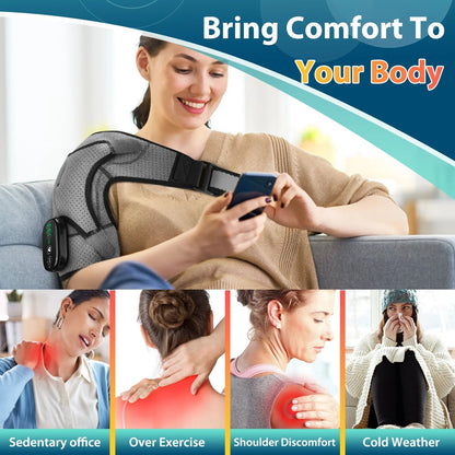 Electric Shoulder Brace Heated Vibration Massage Belt For Shoulder Support 1