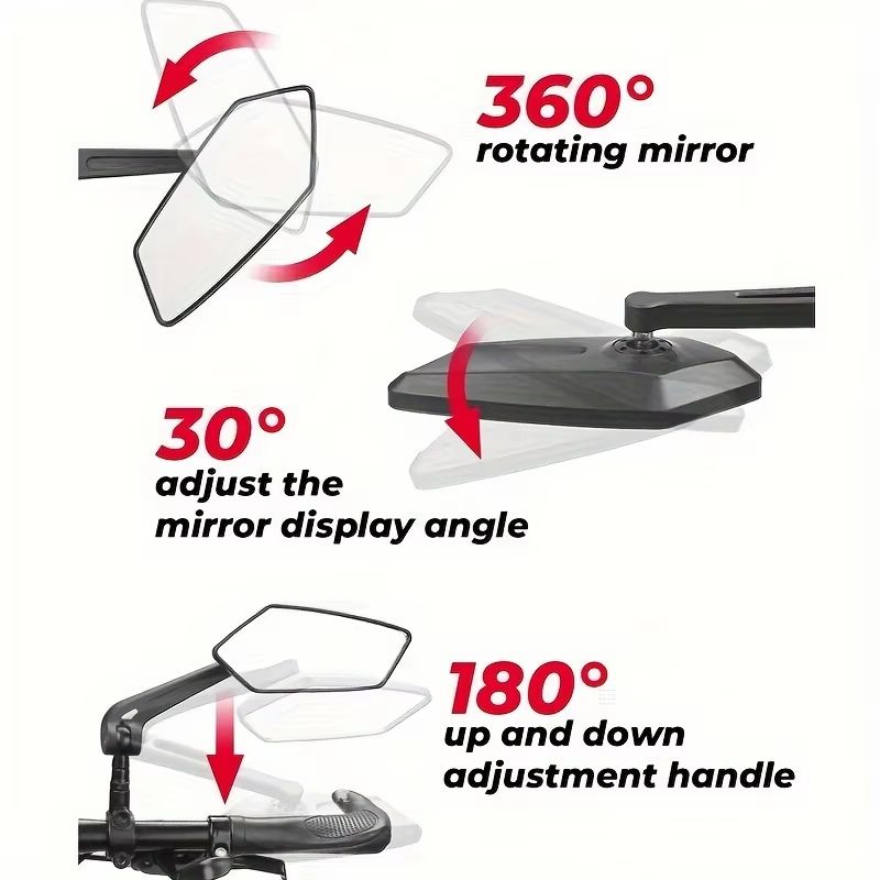 Bike Rearview Mirror Adjustable Handlebar WideAngle Safety Mirror 2