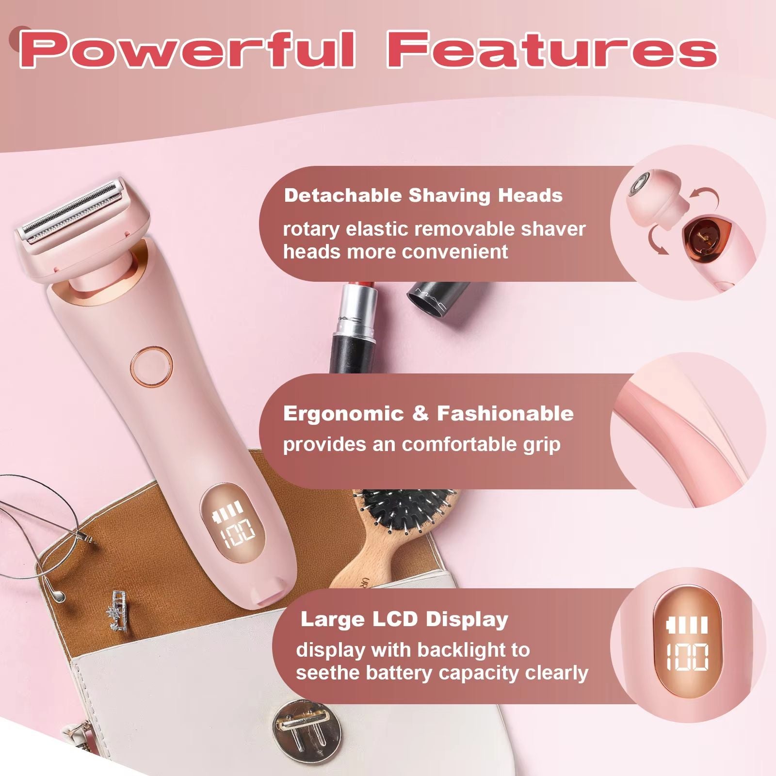 2in1 Electric Razor For Women  Waterproof Bikini Trimmer  Face Shaver 3
