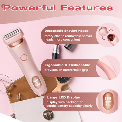 2in1 Electric Razor For Women  Waterproof Bikini Trimmer  Face Shaver 3