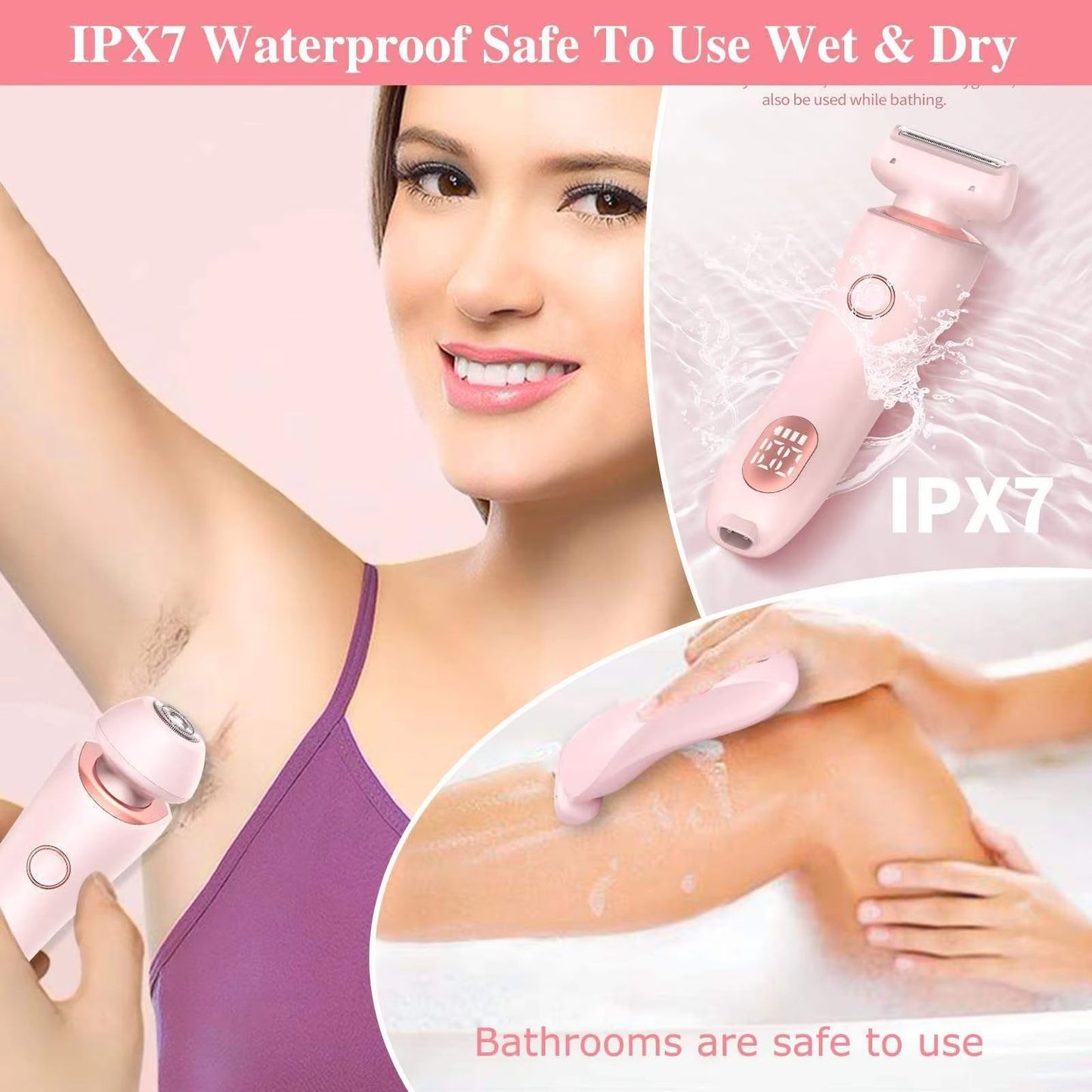 2in1 Electric Razor For Women  Waterproof Bikini Trimmer  Face Shaver 4