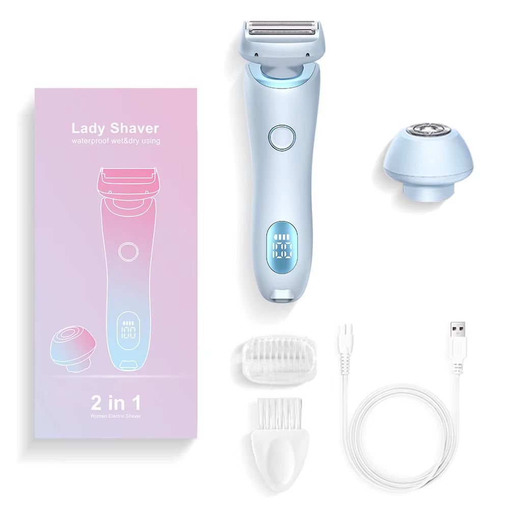 2in1 Electric Razor For Women  Waterproof Bikini Trimmer  Face Shaver 6