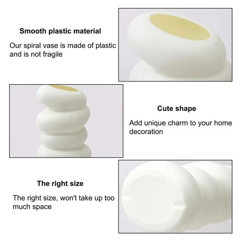 Nordic Spiral White Vase  Modern Plastic Flower Arrangement Container 4