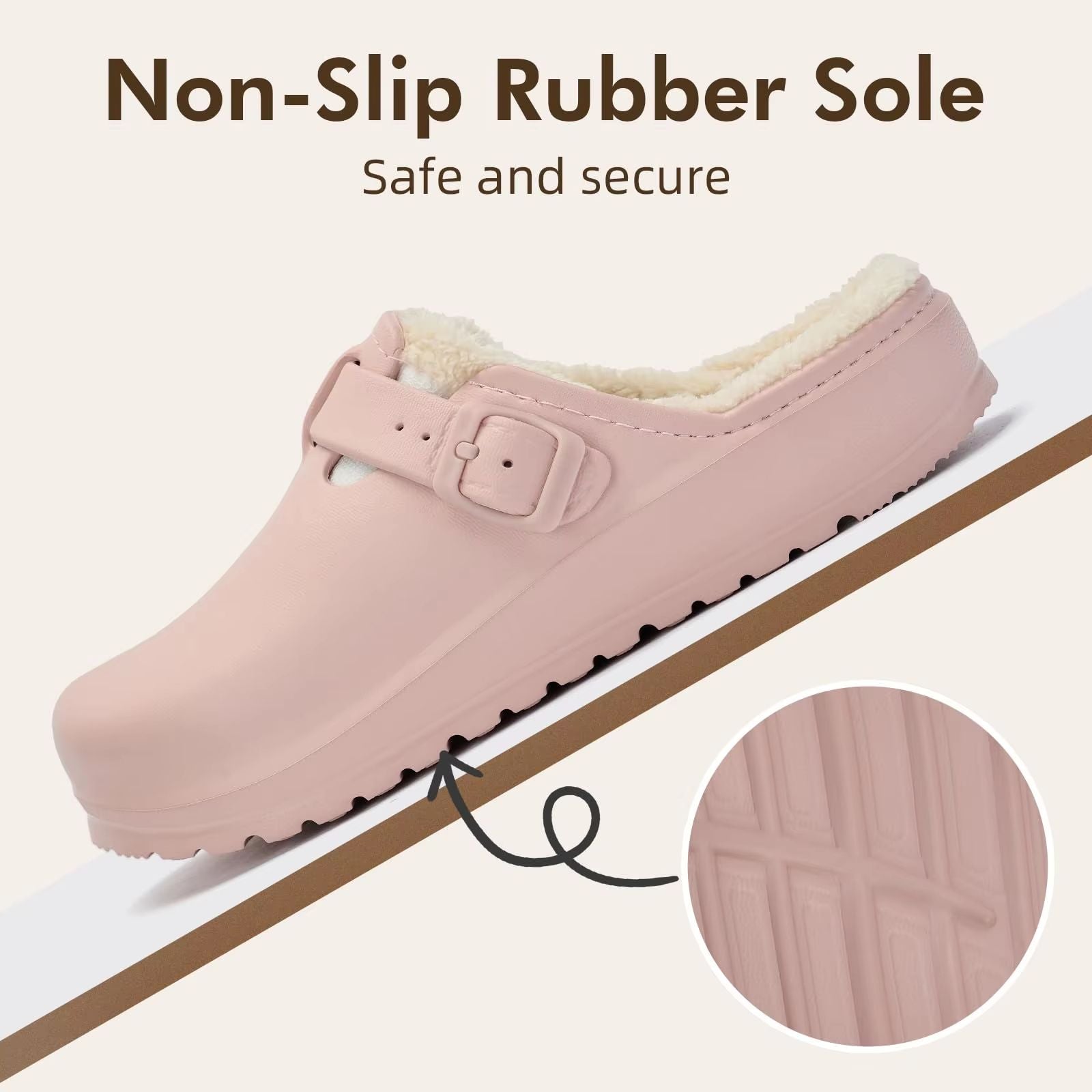 Womens Winter Fur Slippers  Waterproof AntiSlip Plush Lined House  Garden Shoes 5