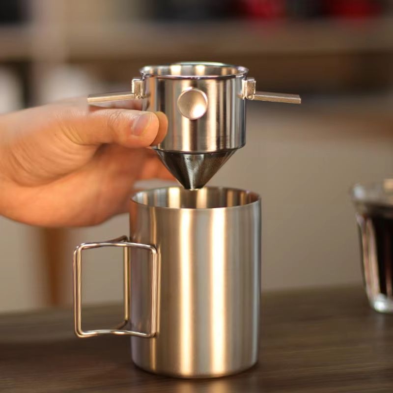 304 Stainless Steel Coffee Filter Cup – Portable Hanging Ear Filter-Free Funnel for Hand Brewing