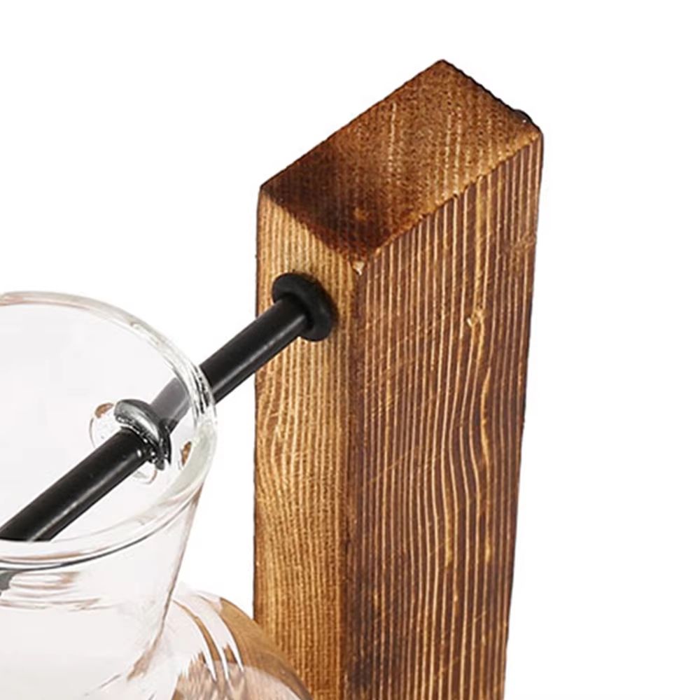 Creative Glass Bulb Vase With Wooden Stand  Hydroponic Plant Container For Home Tabletop Decor 4