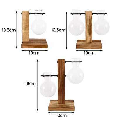 Creative Glass Bulb Vase With Wooden Stand  Hydroponic Plant Container For Home Tabletop Decor 5