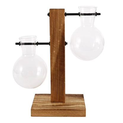 Creative Glass Bulb Vase With Wooden Stand  Hydroponic Plant Container For Home Tabletop Decor 7