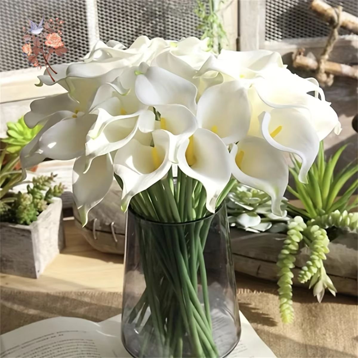 10Pcs White Calla Lily Artificial Flowers  Real Touch PU Wedding Bouquet  Home Decor 1