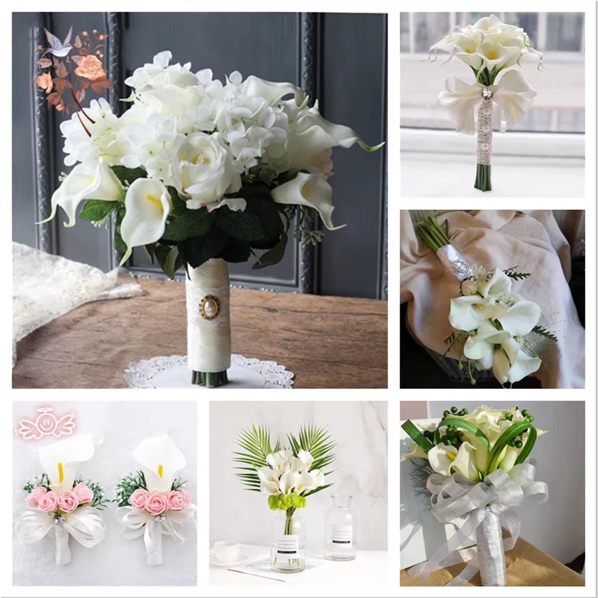 10Pcs White Calla Lily Artificial Flowers  Real Touch PU Wedding Bouquet  Home Decor 5