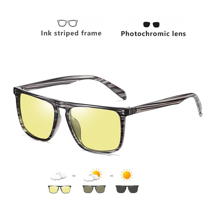 Square Photochromic Sunglasses  Polarized Mens  Womens Driving Glasses With Day Night Vision 9