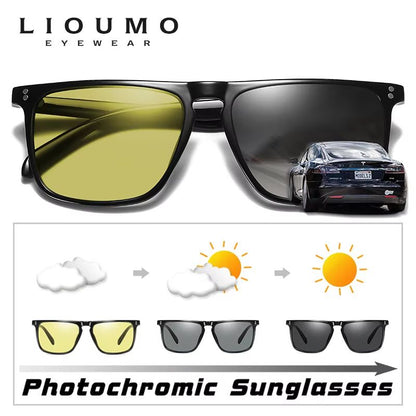 Square Photochromic Sunglasses  Polarized Mens  Womens Driving Glasses With Day Night Vision 2