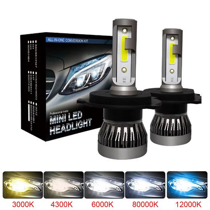 2Pcs LED Car Headlight Bulbs – 20000LM Turbo H4 H7 H11 9005 9006 Auto Lights 12V