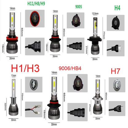 2Pcs LED Car Headlight Bulbs  20000LM Turbo H4 H7 H11 9005 9006 Auto Lights 12V 5