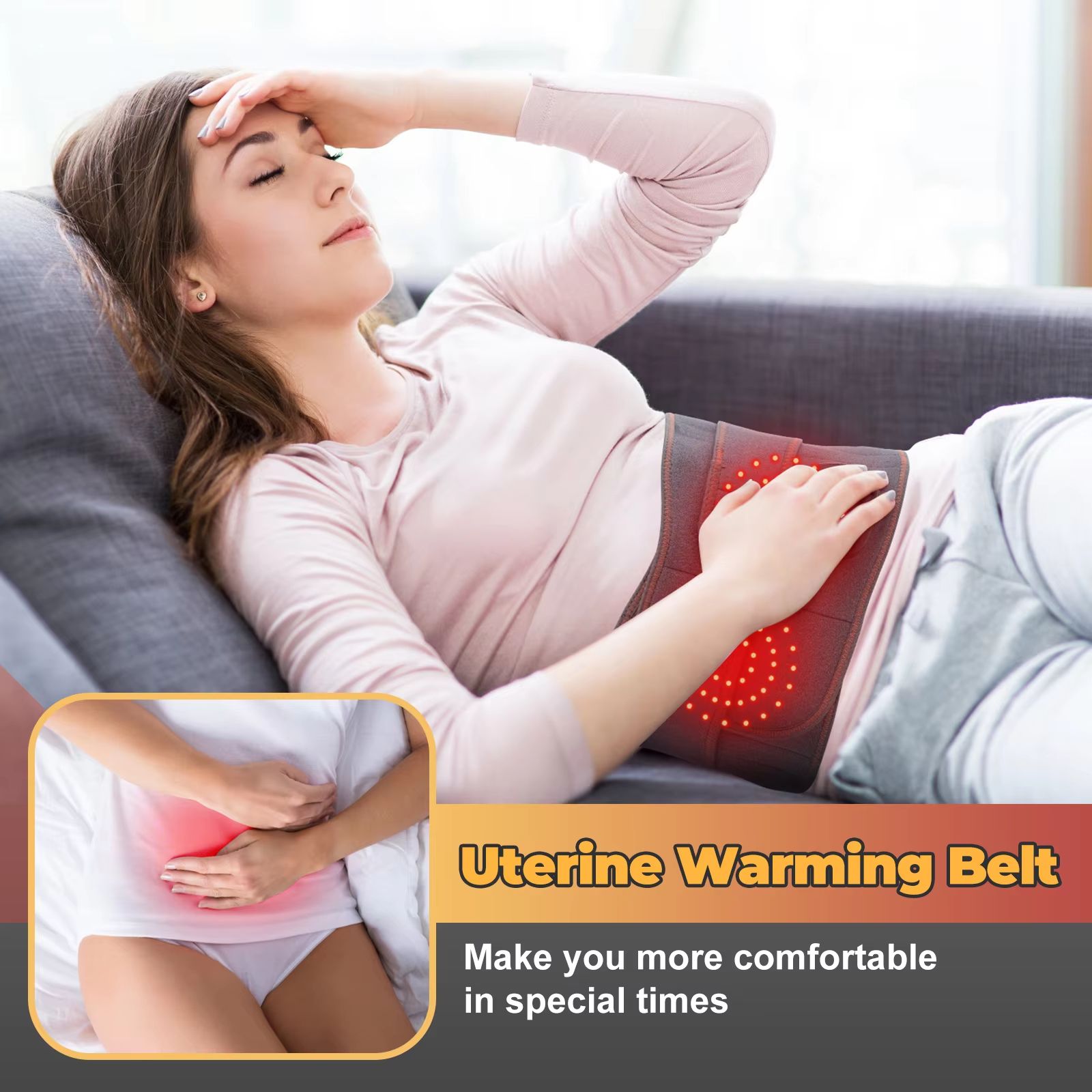 Electric Heating Waist Massager Belt  Vibration Hot Compress  Adjustable Back Support 1