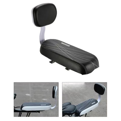 Bike Child Seat With Backrest  PU Leather Bicycle Rear Rack Cushion For Kids 2