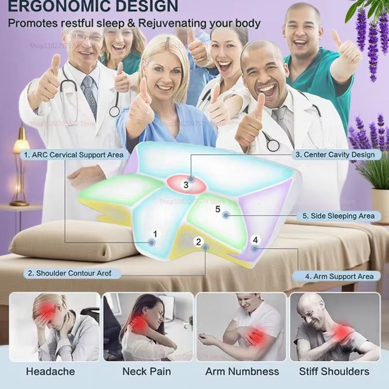 Memory Foam Cervical Pillow  Orthopedic Neck Support For Side  Back Sleepers 1