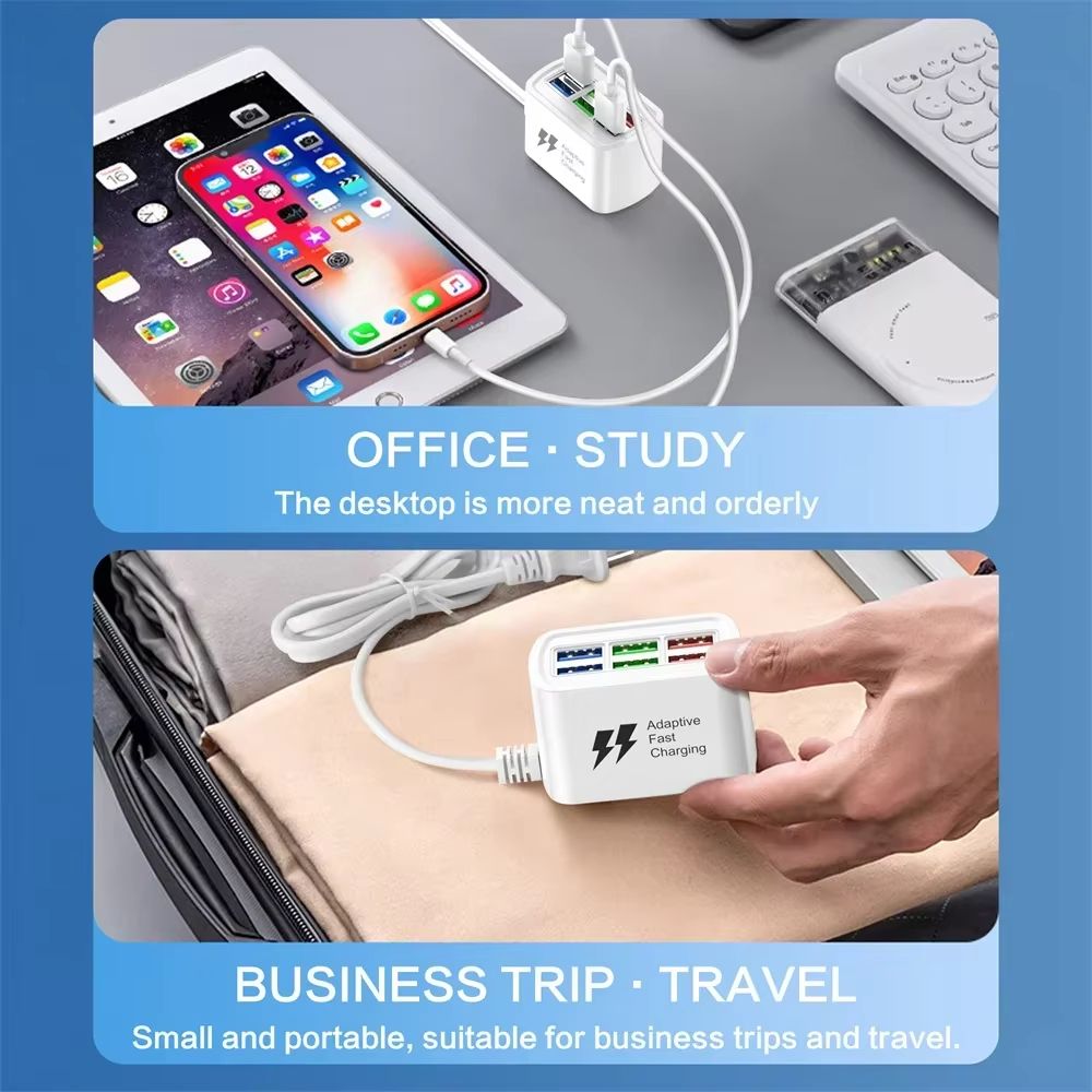 6in1 Fast USB Charger Power Strip  Desktop Charging Station With 1m Cord For Home  Office 5
