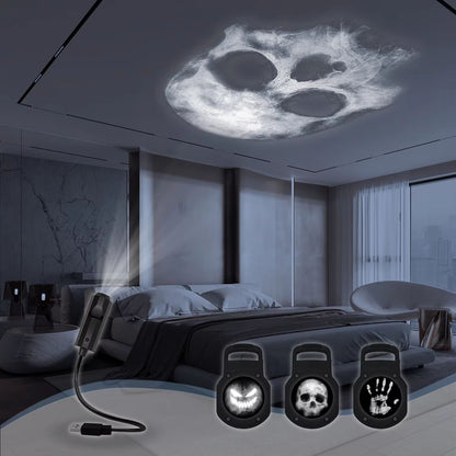 LED Skull Projection Lamp – Switchable Pattern Night Light for Room & Halloween Decor
