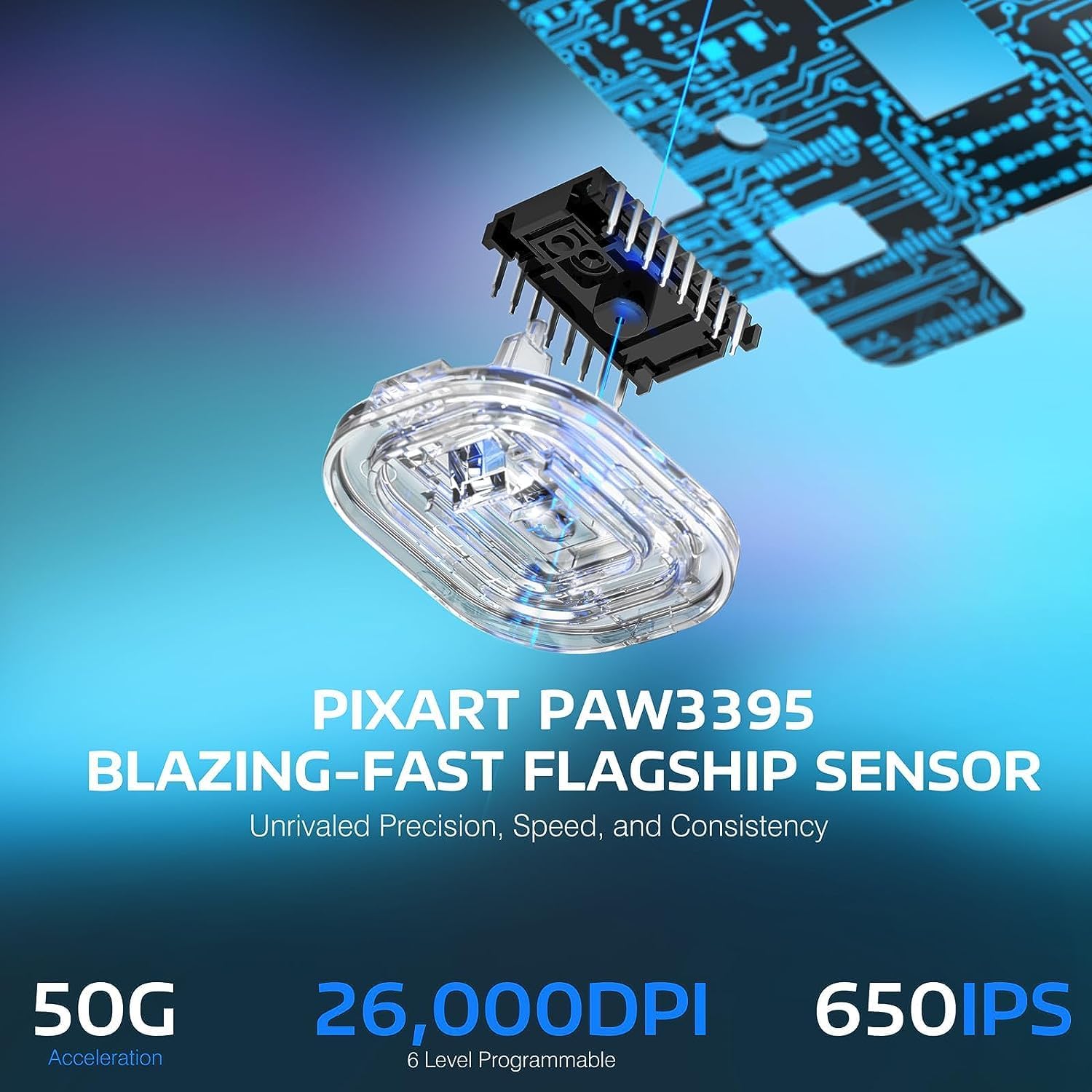 Lightweight ATTACK SHARK X3 Wireless Gaming Mouse, PAW3395 26K DPI Sensor, 49g Tri-Mode, 5 Programmable Buttons
