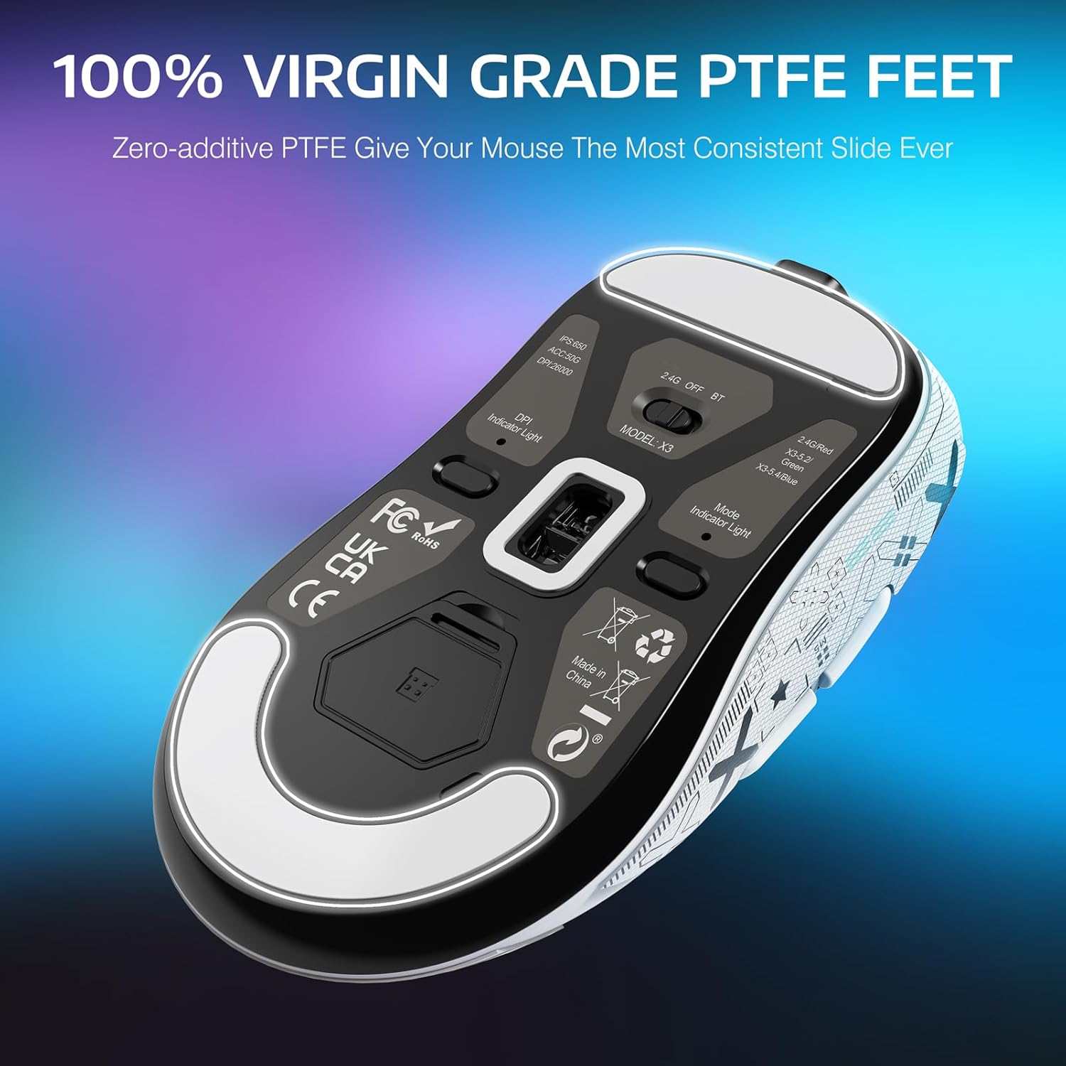 Lightweight ATTACK SHARK X3 Wireless Gaming Mouse, PAW3395 26K DPI Sensor, 49g Tri-Mode, 5 Programmable Buttons