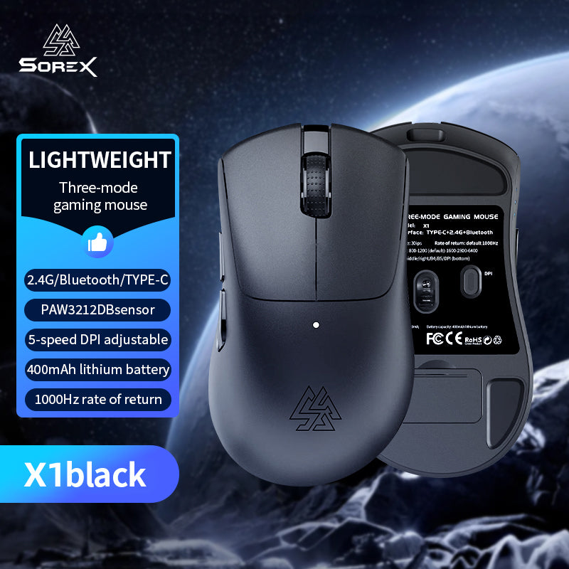 Wireless Gaming Mouse X1, Bluetooth 5.0 Lightweight, 1000Hz Polling Rate, 6400 DPI 6 Level Adjustment