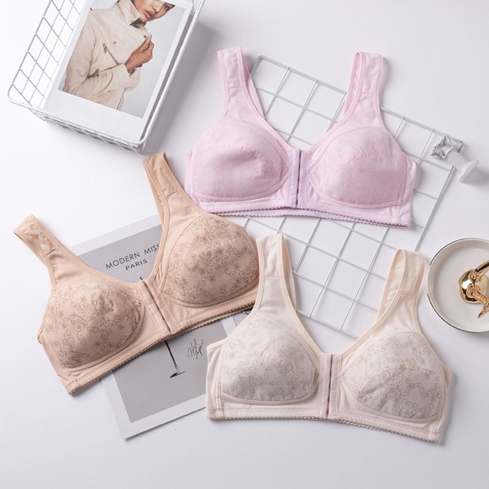 Soft, Seamless, Wireless Bra for Women, Plus Size Front Button Bra with Wide Comfort Straps