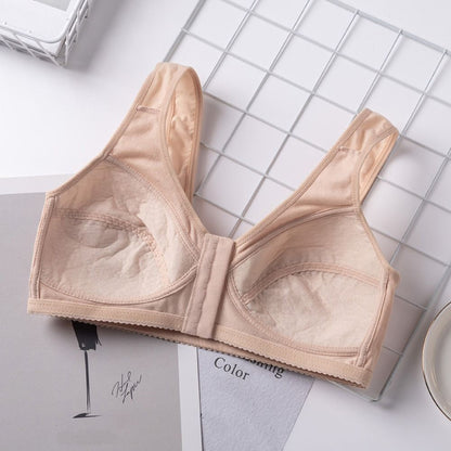 Soft, Seamless, Wireless Bra for Women, Plus Size Front Button Bra with Wide Comfort Straps