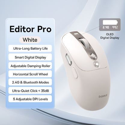 Rechargeable Ergonomic Mice Digital Display Baseus Bluetooth Wireless Mouse Two Scroll Wheels Custo 5