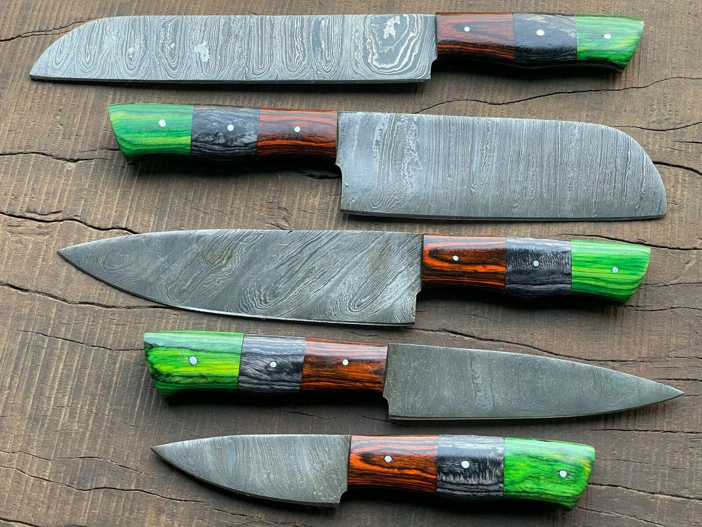 Luxury 5Piece Handmade Damascus Steel Knife Set  Professional Chef  Kitchen Knives 1