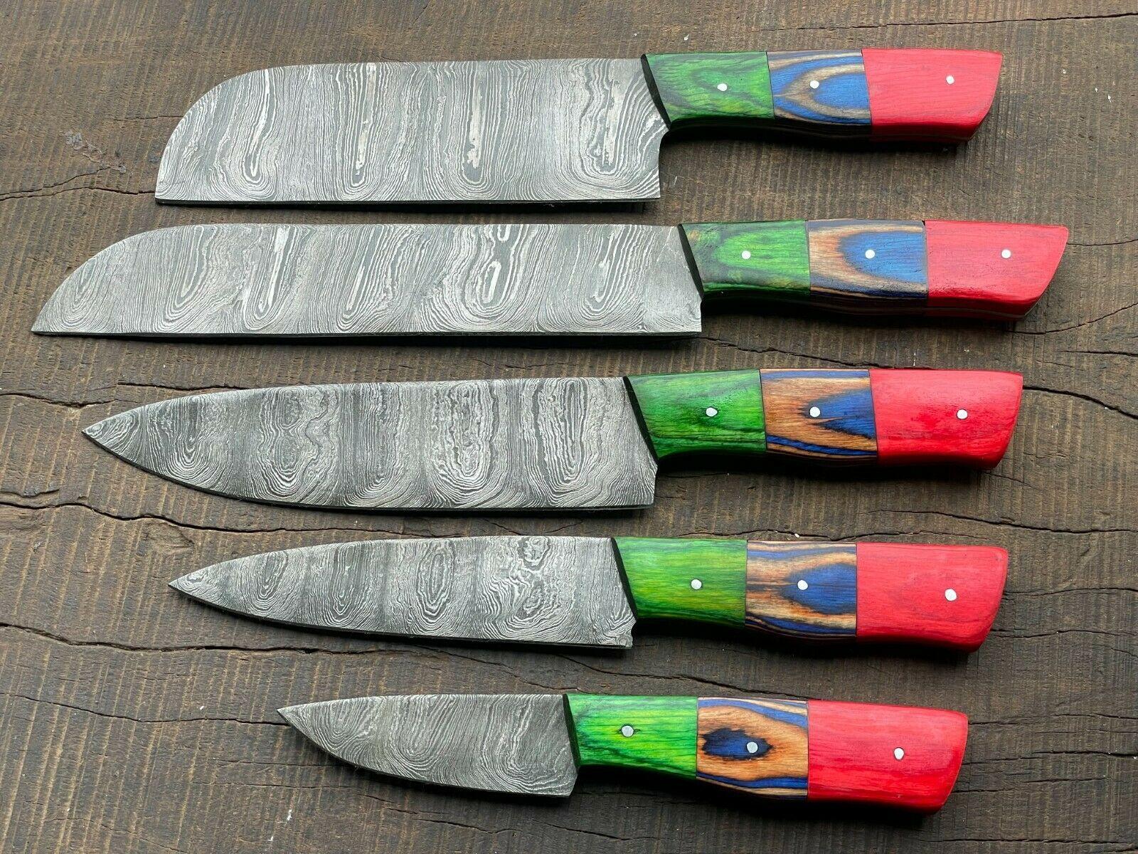 Chef Knife Set  5Pc Handmade Damascus Steel Kitchen Knives Collection 2