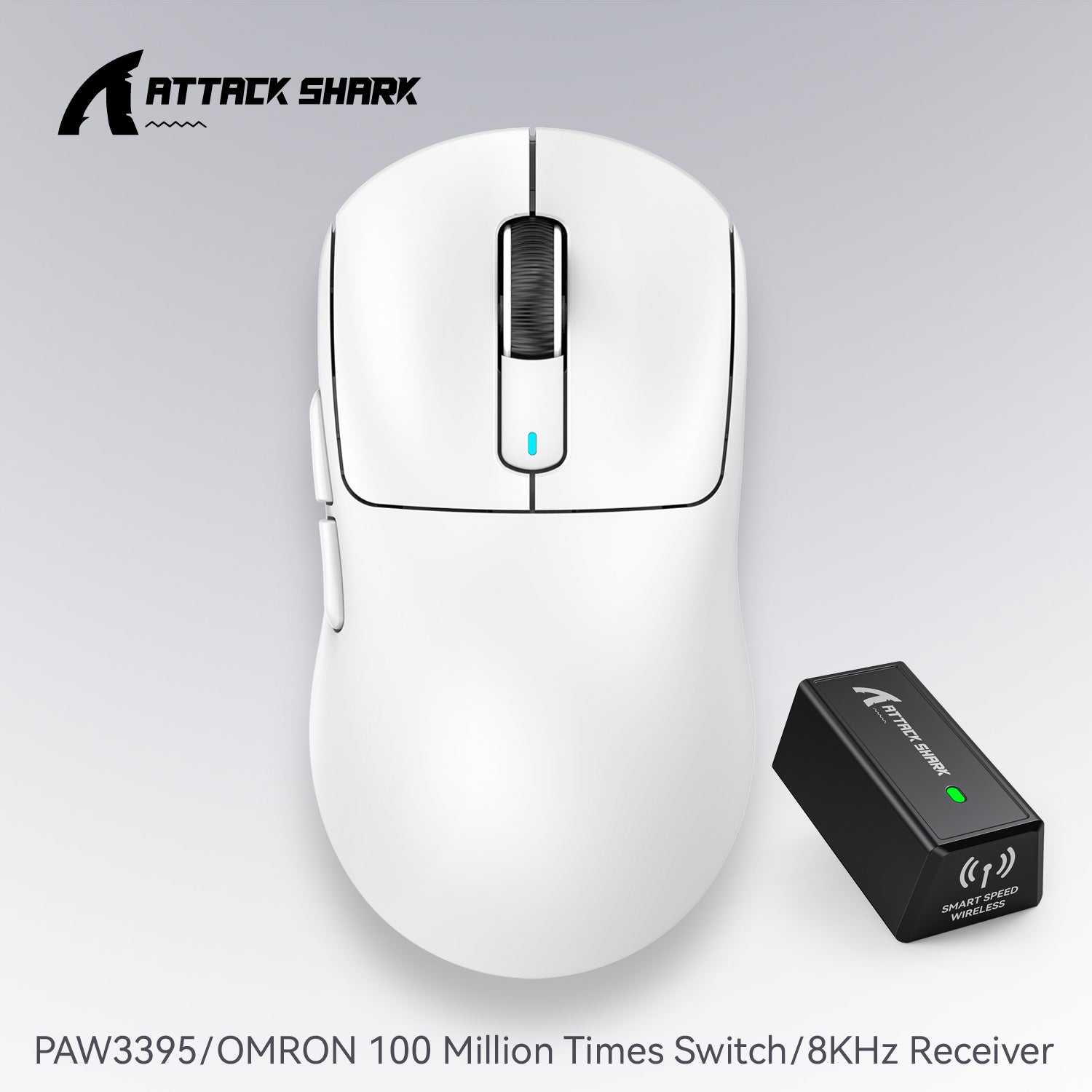 PixArt PAW3395 26K DPI, Attack Shark X3 Wireless Mouse, Tri-Mode Macro Gaming Mouse, Lightweight Mouse for Laptop