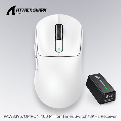 PixArt PAW3395 26K DPI, Attack Shark X3 Wireless Mouse, Tri-Mode Macro Gaming Mouse, Lightweight Mouse for Laptop