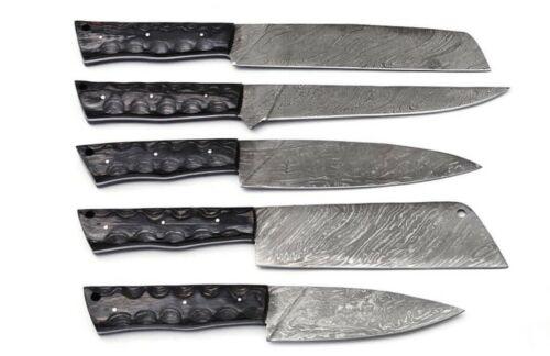 Hand Forged Damascus Steel Chef Knife Set Of 5  Custom Kitchen Knives With Wooden Handle 1